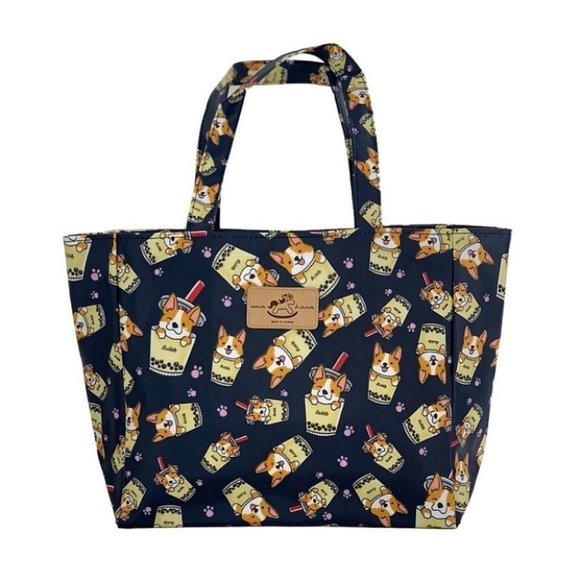 Uma Hana Handbags - Waterproof Boba Corgi Medium Tote Shoulder Handbag